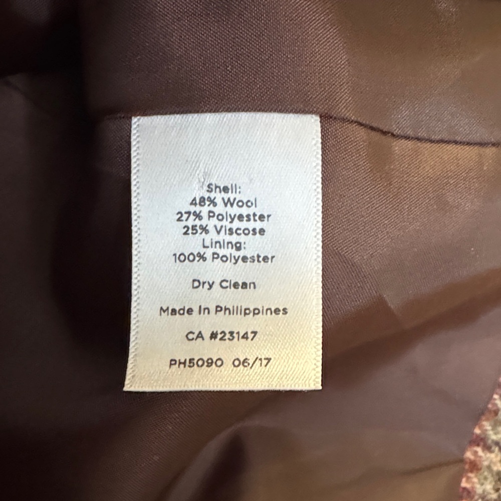 Talbots Brown Tweed Wool lend Blazer with Gold Accents - Picture 7 of 9